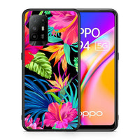 Thumbnail for Θήκη Oppo A94 5G Tropical Flowers από τη Smartfits με σχέδιο στο πίσω μέρος και μαύρο περίβλημα | Oppo A94 5G Tropical Flowers case with colorful back and black bezels
