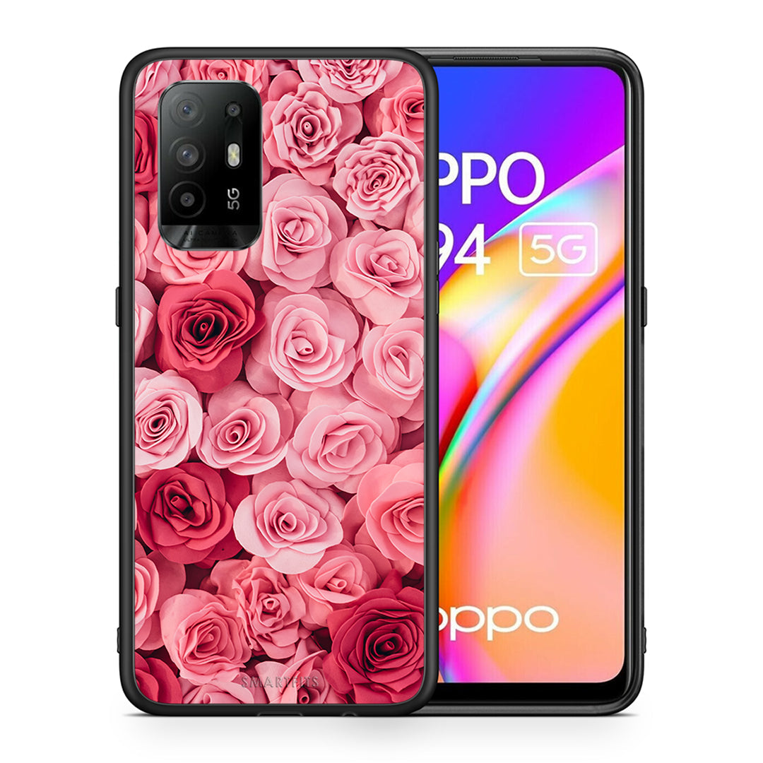 Θήκη Oppo A94 5G RoseGarden Valentine από τη Smartfits με σχέδιο στο πίσω μέρος και μαύρο περίβλημα | Oppo A94 5G RoseGarden Valentine case with colorful back and black bezels