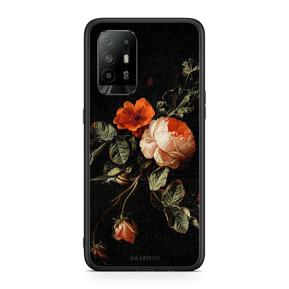 Oppo A94 5G Vintage Roses θήκη από τη Smartfits με σχέδιο στο πίσω μέρος και μαύρο περίβλημα | Smartphone case with colorful back and black bezels by Smartfits