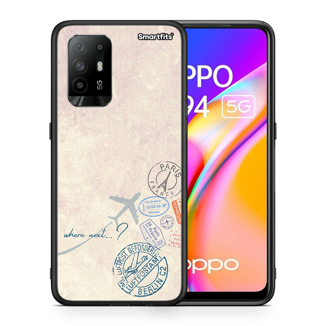 Θήκη Oppo A94 5G Where Next από τη Smartfits με σχέδιο στο πίσω μέρος και μαύρο περίβλημα | Oppo A94 5G Where Next case with colorful back and black bezels