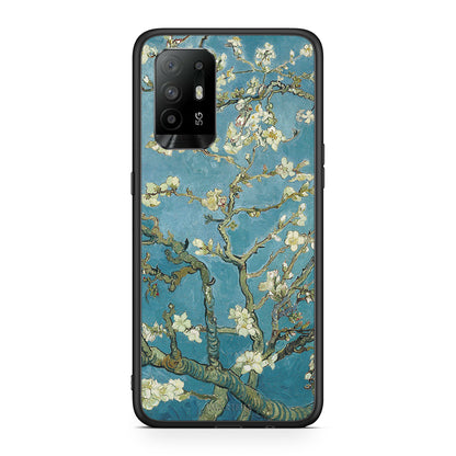 Oppo A94 5G White Blossoms θήκη από τη Smartfits με σχέδιο στο πίσω μέρος και μαύρο περίβλημα | Smartphone case with colorful back and black bezels by Smartfits