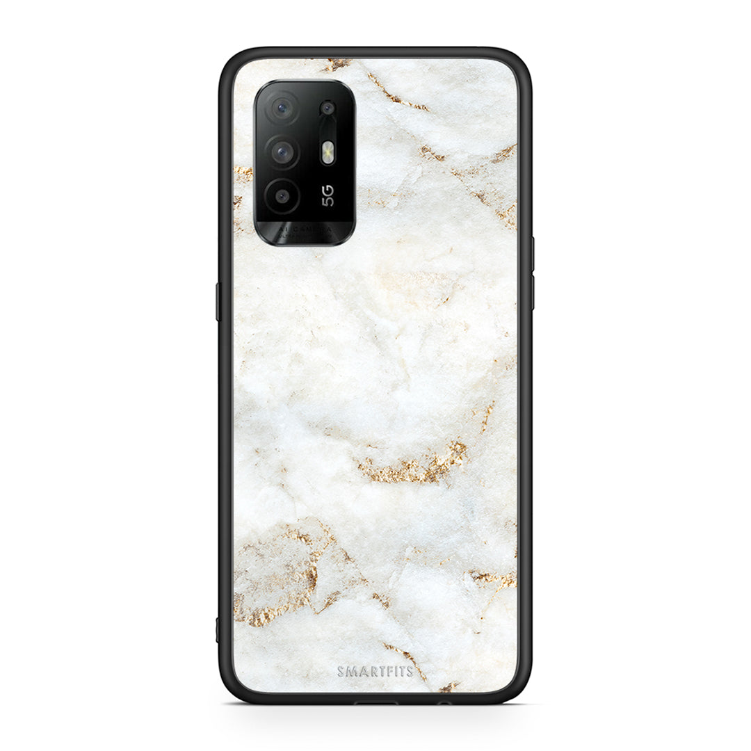 Oppo A94 5G White Gold Marble θήκη από τη Smartfits με σχέδιο στο πίσω μέρος και μαύρο περίβλημα | Smartphone case with colorful back and black bezels by Smartfits