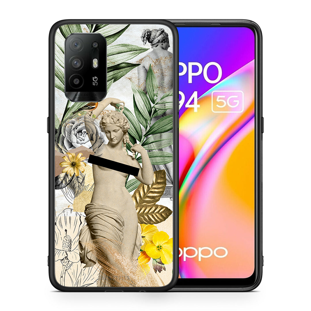 Θήκη Oppo A94 5G Woman Statue από τη Smartfits με σχέδιο στο πίσω μέρος και μαύρο περίβλημα | Oppo A94 5G Woman Statue case with colorful back and black bezels