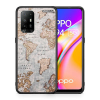 Thumbnail for Θήκη Oppo A94 5G World Map από τη Smartfits με σχέδιο στο πίσω μέρος και μαύρο περίβλημα | Oppo A94 5G World Map case with colorful back and black bezels