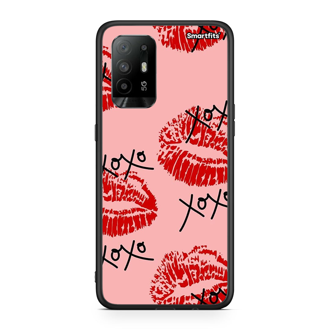 Oppo A94 5G XOXO Lips θήκη από τη Smartfits με σχέδιο στο πίσω μέρος και μαύρο περίβλημα | Smartphone case with colorful back and black bezels by Smartfits