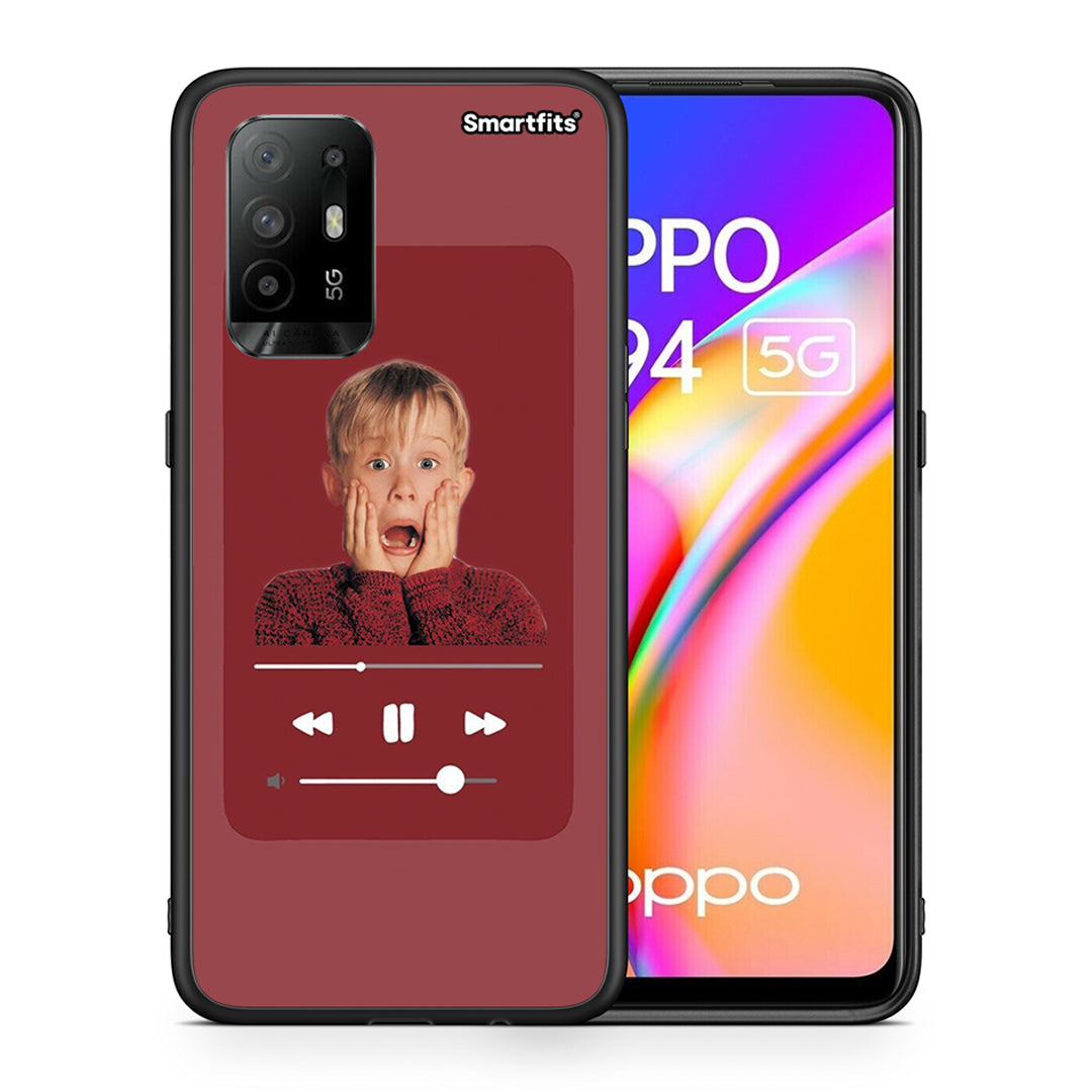 Θήκη Oppo A94 5G Xmas Alone Music από τη Smartfits με σχέδιο στο πίσω μέρος και μαύρο περίβλημα | Oppo A94 5G Xmas Alone Music case with colorful back and black bezels