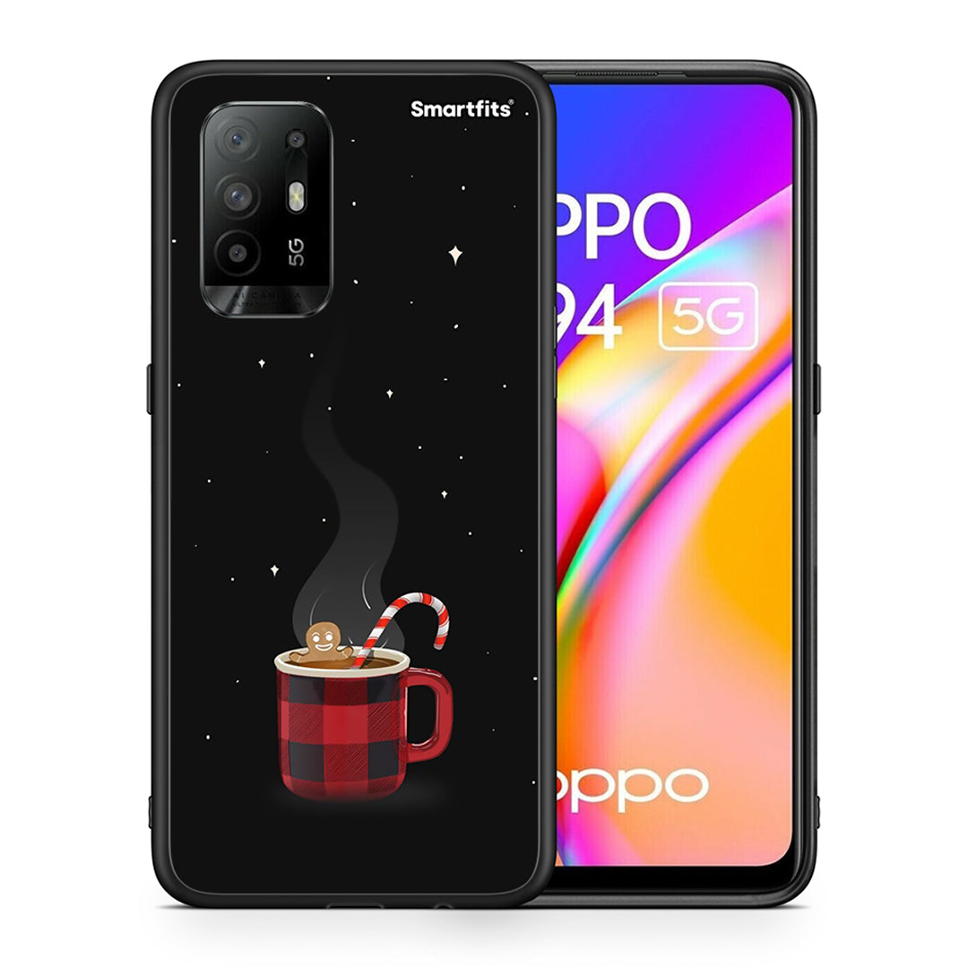 Θήκη Oppo A94 5G Xmas Bathing από τη Smartfits με σχέδιο στο πίσω μέρος και μαύρο περίβλημα | Oppo A94 5G Xmas Bathing case with colorful back and black bezels