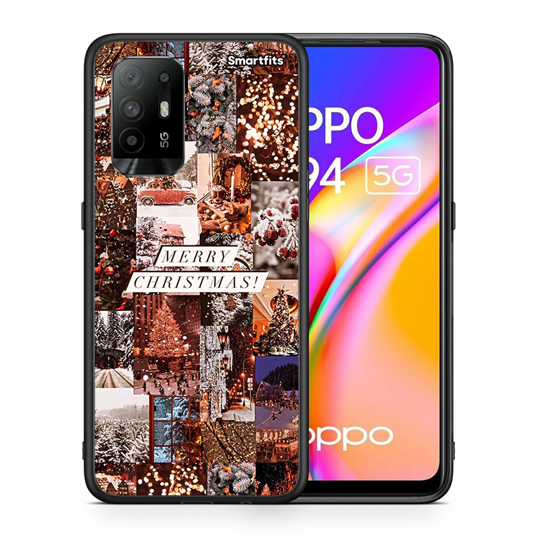 Θήκη Oppo A94 5G Xmas Collage από τη Smartfits με σχέδιο στο πίσω μέρος και μαύρο περίβλημα | Oppo A94 5G Xmas Collage case with colorful back and black bezels