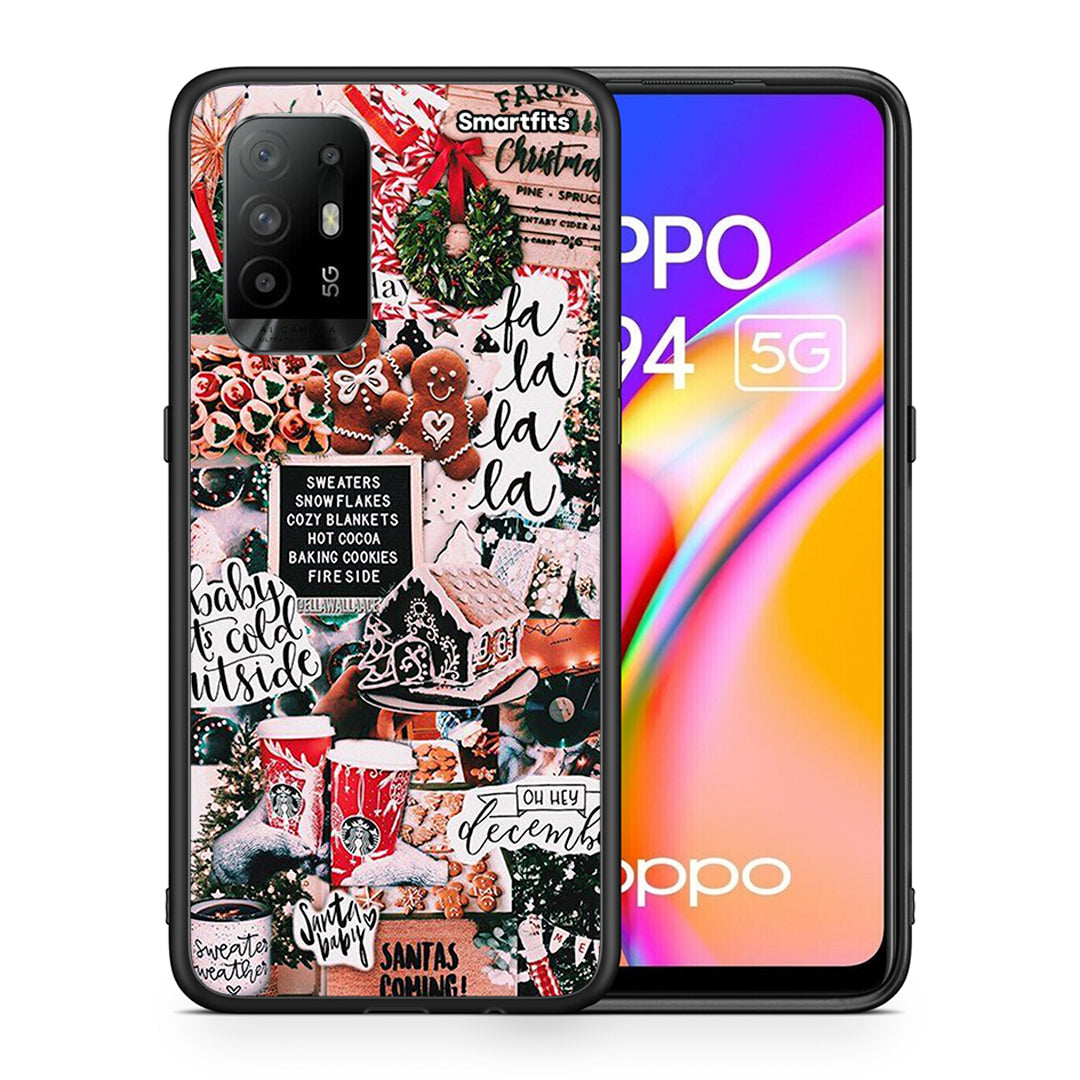 Θήκη Oppo A94 5G Xmas Habbits από τη Smartfits με σχέδιο στο πίσω μέρος και μαύρο περίβλημα | Oppo A94 5G Xmas Habbits case with colorful back and black bezels