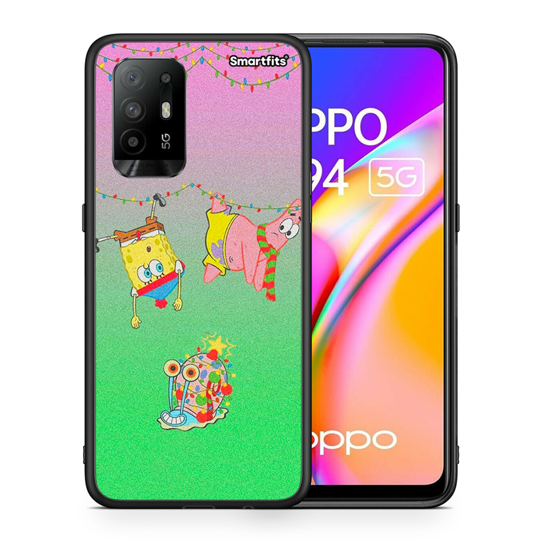 Θήκη Oppo A94 5G Xmas Lights από τη Smartfits με σχέδιο στο πίσω μέρος και μαύρο περίβλημα | Oppo A94 5G Xmas Lights case with colorful back and black bezels