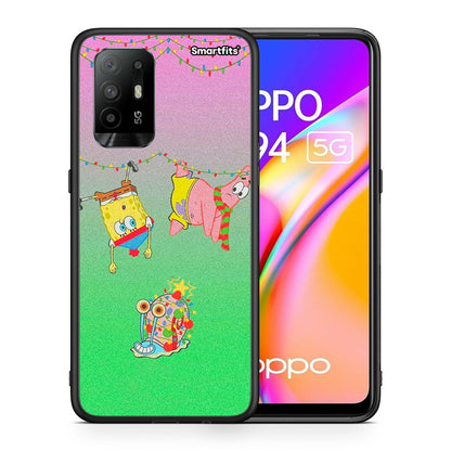 Θήκη Oppo A94 5G Xmas Lights από τη Smartfits με σχέδιο στο πίσω μέρος και μαύρο περίβλημα | Oppo A94 5G Xmas Lights case with colorful back and black bezels