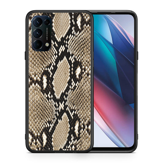 Θήκη Oppo Find X3 Lite / Reno 5 5G / Reno 5 4G Fashion Snake Animal από τη Smartfits με σχέδιο στο πίσω μέρος και μαύρο περίβλημα | Oppo Find X3 Lite / Reno 5 5G / Reno 5 4G Fashion Snake Animal case with colorful back and black bezels