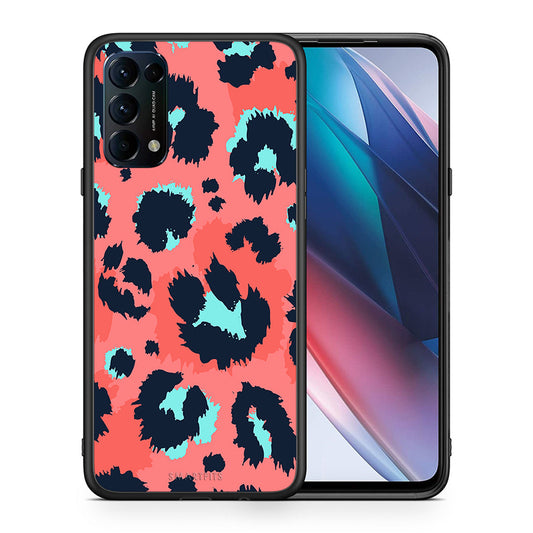 Θήκη Oppo Find X3 Lite / Reno 5 5G / Reno 5 4G Pink Leopard Animal από τη Smartfits με σχέδιο στο πίσω μέρος και μαύρο περίβλημα | Oppo Find X3 Lite / Reno 5 5G / Reno 5 4G Pink Leopard Animal case with colorful back and black bezels