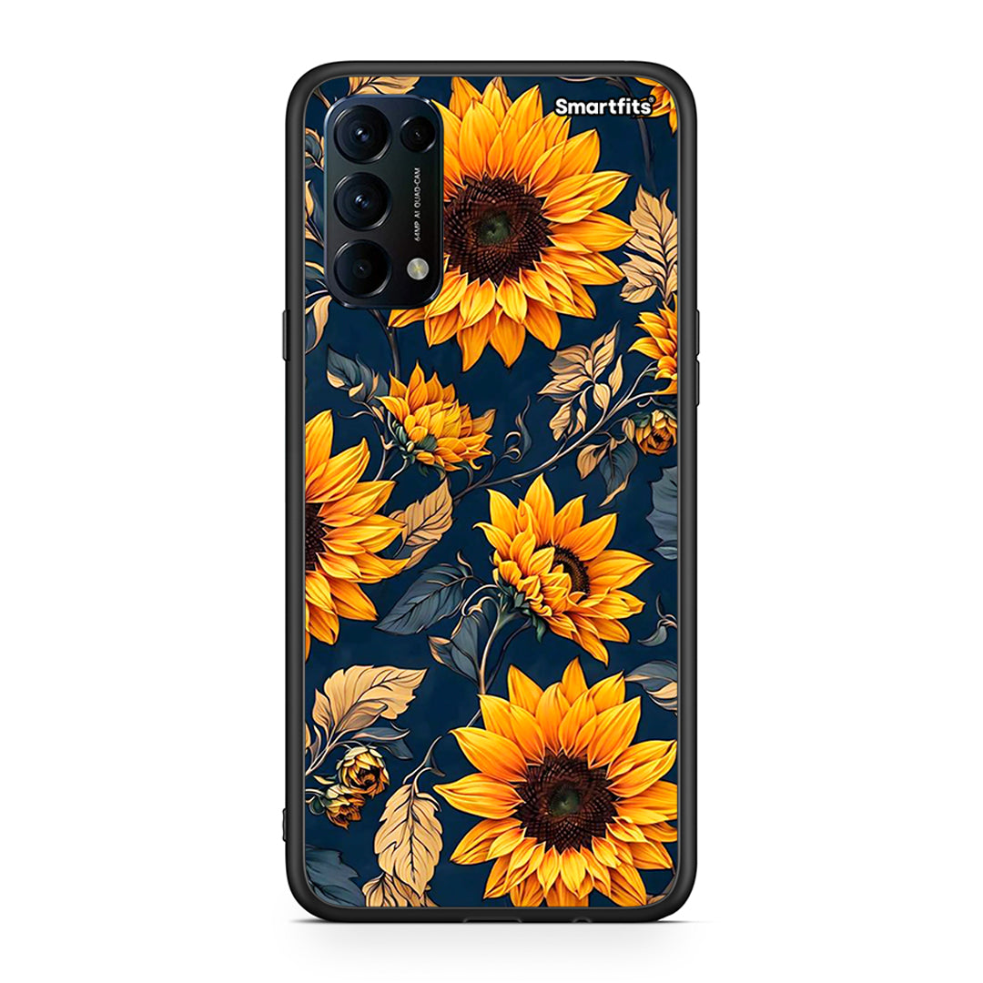 Oppo Find X3 Lite / Reno 5 5G / Reno 5 4G Autumn Sunflowers θήκη από τη Smartfits με σχέδιο στο πίσω μέρος και μαύρο περίβλημα | Smartphone case with colorful back and black bezels by Smartfits