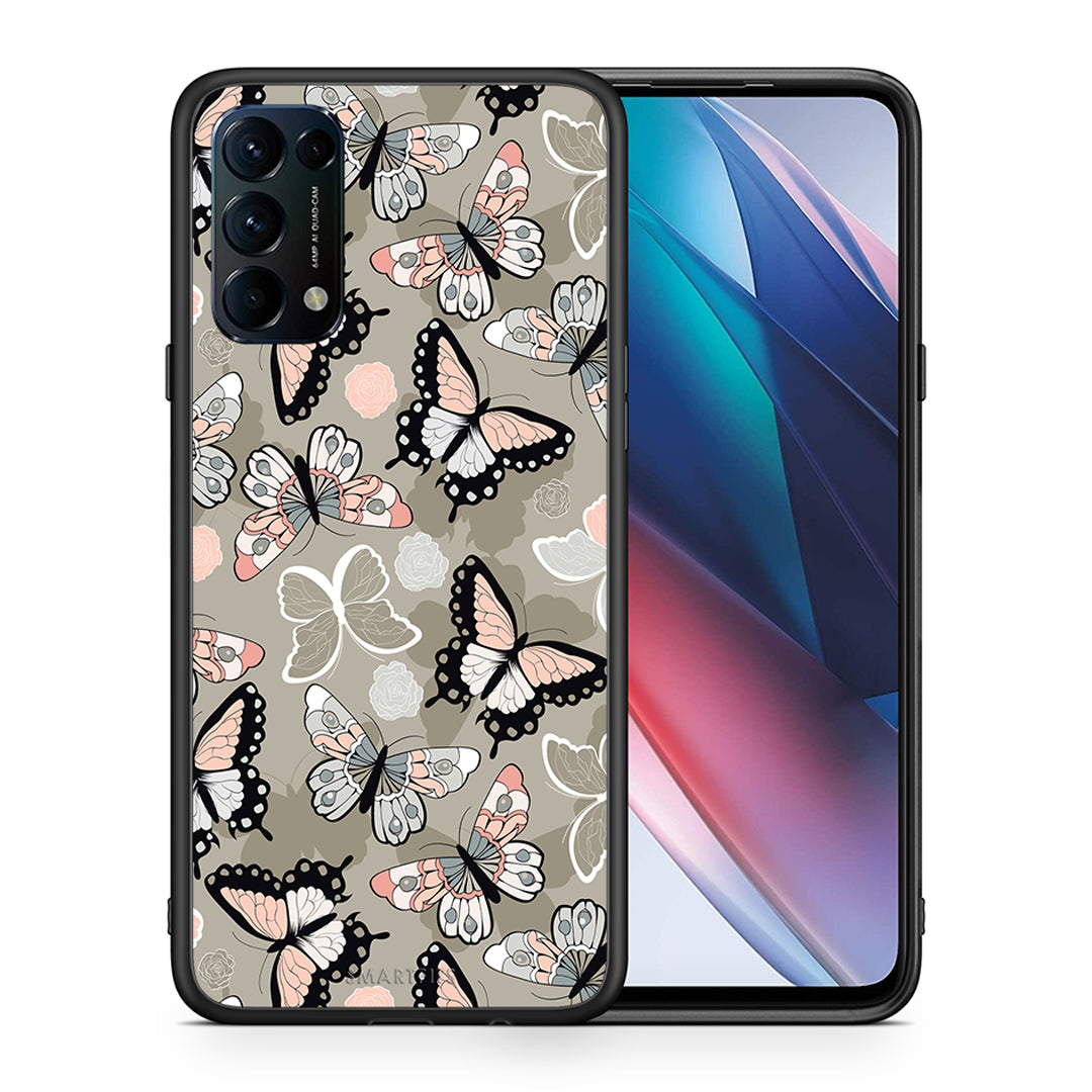 Θήκη Oppo Find X3 Lite / Reno 5 5G / Reno 5 4G Butterflies Boho από τη Smartfits με σχέδιο στο πίσω μέρος και μαύρο περίβλημα | Oppo Find X3 Lite / Reno 5 5G / Reno 5 4G Butterflies Boho case with colorful back and black bezels
