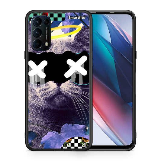 Θήκη Oppo Find X3 Lite / Reno 5 5G / Reno 5 4G Cat Collage από τη Smartfits με σχέδιο στο πίσω μέρος και μαύρο περίβλημα | Oppo Find X3 Lite / Reno 5 5G / Reno 5 4G Cat Collage case with colorful back and black bezels