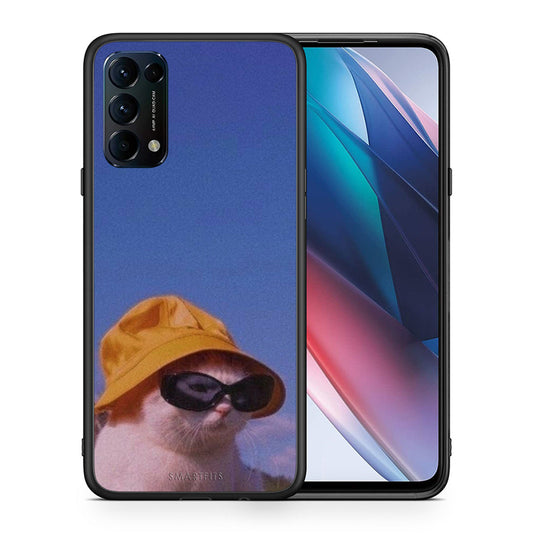 Θήκη Oppo Find X3 Lite / Reno 5 5G / Reno 5 4G Cat Diva από τη Smartfits με σχέδιο στο πίσω μέρος και μαύρο περίβλημα | Oppo Find X3 Lite / Reno 5 5G / Reno 5 4G Cat Diva case with colorful back and black bezels