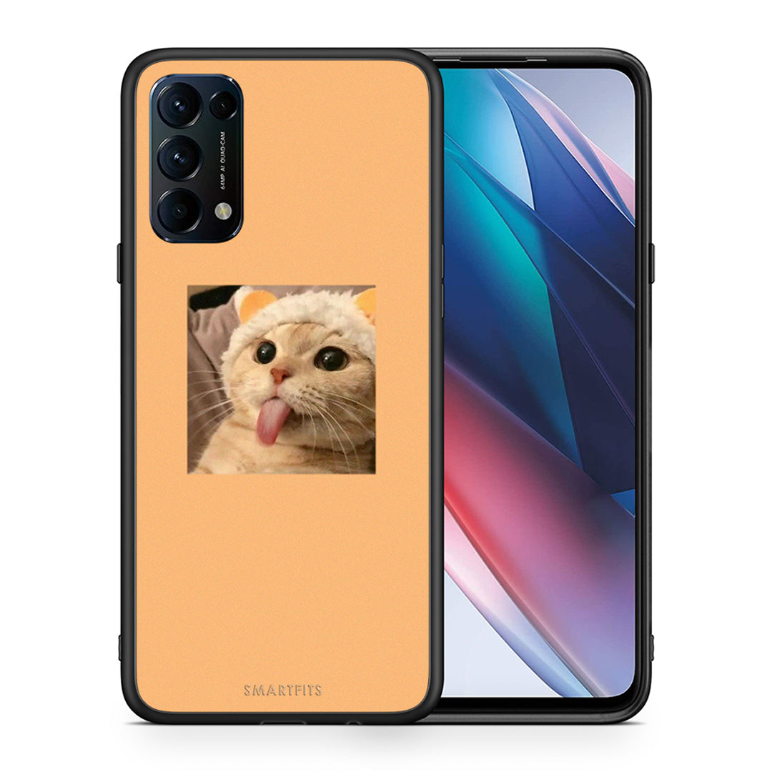 Θήκη Oppo Find X3 Lite / Reno 5 5G / Reno 5 4G Cat Tongue από τη Smartfits με σχέδιο στο πίσω μέρος και μαύρο περίβλημα | Oppo Find X3 Lite / Reno 5 5G / Reno 5 4G Cat Tongue case with colorful back and black bezels