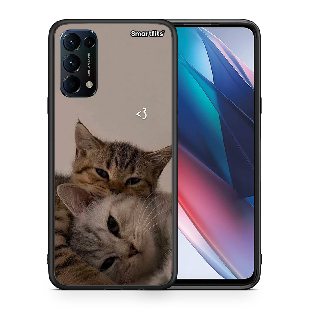 Θήκη Oppo Find X3 Lite / Reno 5 5G / Reno 5 4G Cats In Love από τη Smartfits με σχέδιο στο πίσω μέρος και μαύρο περίβλημα | Oppo Find X3 Lite / Reno 5 5G / Reno 5 4G Cats In Love case with colorful back and black bezels