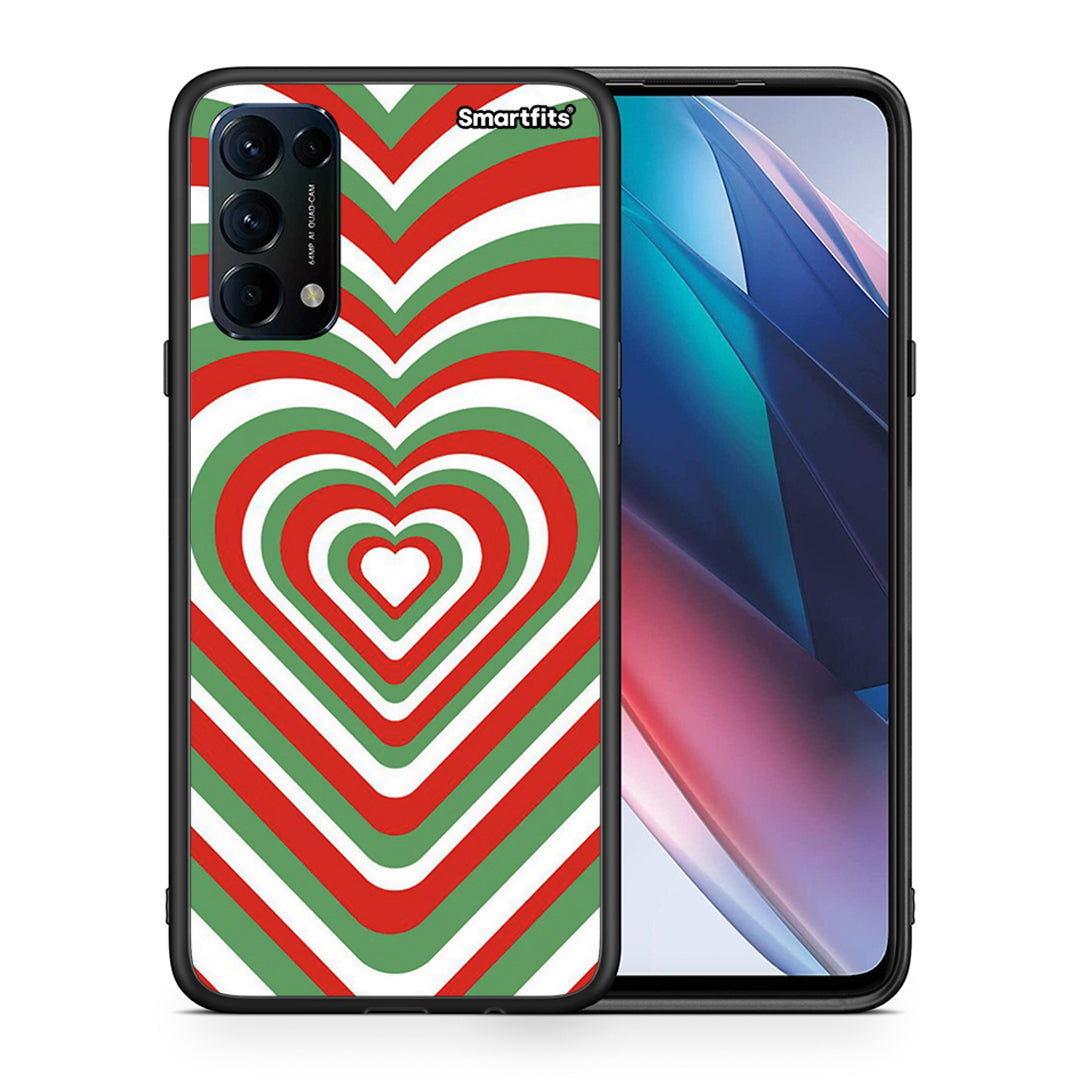 Θήκη Oppo Find X3 Lite / Reno 5 5G / Reno 5 4G Christmas Hearts από τη Smartfits με σχέδιο στο πίσω μέρος και μαύρο περίβλημα | Oppo Find X3 Lite / Reno 5 5G / Reno 5 4G Christmas Hearts case with colorful back and black bezels