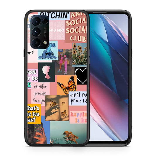Θήκη Αγίου Βαλεντίνου Oppo Find X3 Lite / Reno 5 5G / Reno 5 4G Collage Bitchin από τη Smartfits με σχέδιο στο πίσω μέρος και μαύρο περίβλημα | Oppo Find X3 Lite / Reno 5 5G / Reno 5 4G Collage Bitchin case with colorful back and black bezels