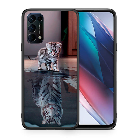 Θήκη Oppo Find X3 Lite / Reno 5 5G / Reno 5 4G Tiger Cute από τη Smartfits με σχέδιο στο πίσω μέρος και μαύρο περίβλημα | Oppo Find X3 Lite / Reno 5 5G / Reno 5 4G Tiger Cute case with colorful back and black bezels