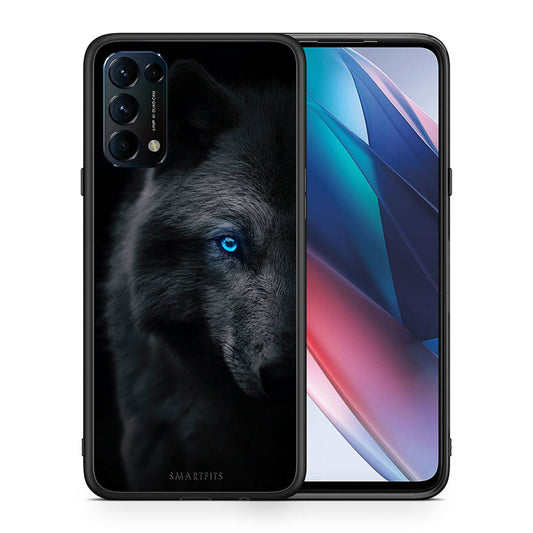 Θήκη Oppo Find X3 Lite / Reno 5 5G / Reno 5 4G Dark Wolf από τη Smartfits με σχέδιο στο πίσω μέρος και μαύρο περίβλημα | Oppo Find X3 Lite / Reno 5 5G / Reno 5 4G Dark Wolf case with colorful back and black bezels