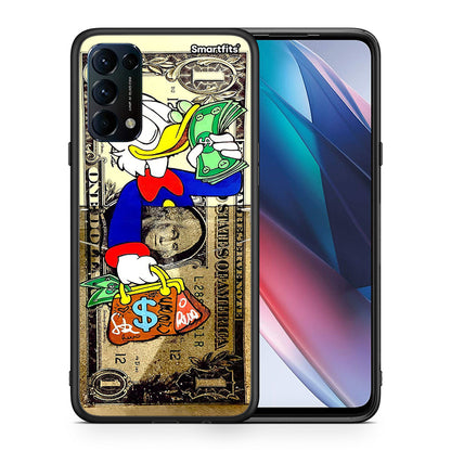 Θήκη Oppo Find X3 Lite / Reno 5 5G / Reno 5 4G Duck Money από τη Smartfits με σχέδιο στο πίσω μέρος και μαύρο περίβλημα | Oppo Find X3 Lite / Reno 5 5G / Reno 5 4G Duck Money case with colorful back and black bezels