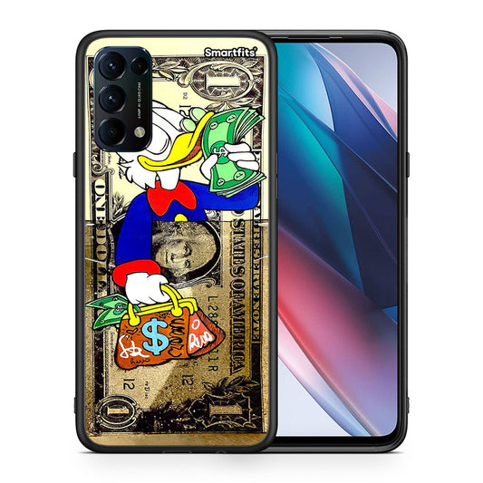 Θήκη Oppo Find X3 Lite / Reno 5 5G / Reno 5 4G Duck Money από τη Smartfits με σχέδιο στο πίσω μέρος και μαύρο περίβλημα | Oppo Find X3 Lite / Reno 5 5G / Reno 5 4G Duck Money case with colorful back and black bezels