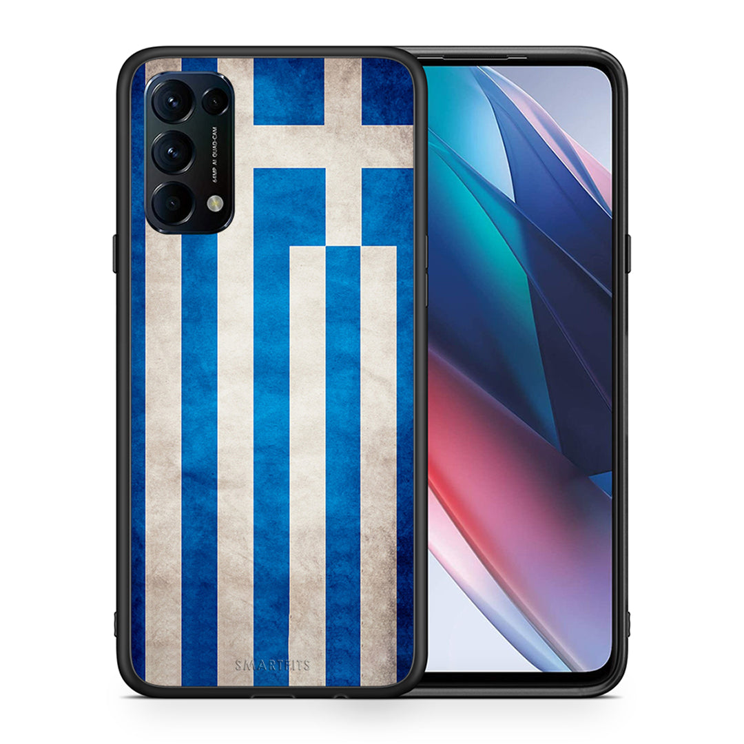 Θήκη Oppo Find X3 Lite / Reno 5 5G / Reno 5 4G Greek Flag από τη Smartfits με σχέδιο στο πίσω μέρος και μαύρο περίβλημα | Oppo Find X3 Lite / Reno 5 5G / Reno 5 4G Greek Flag case with colorful back and black bezels