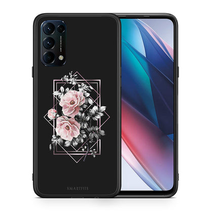 Θήκη Oppo Find X3 Lite / Reno 5 5G / Reno 5 4G Frame Flower από τη Smartfits με σχέδιο στο πίσω μέρος και μαύρο περίβλημα | Oppo Find X3 Lite / Reno 5 5G / Reno 5 4G Frame Flower case with colorful back and black bezels