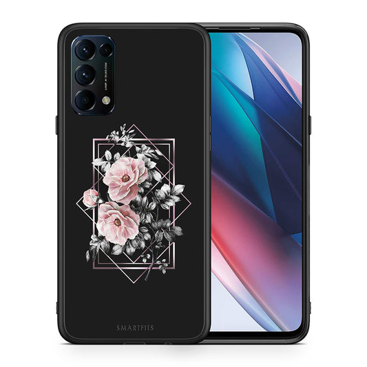 Θήκη Oppo Find X3 Lite / Reno 5 5G / Reno 5 4G Frame Flower από τη Smartfits με σχέδιο στο πίσω μέρος και μαύρο περίβλημα | Oppo Find X3 Lite / Reno 5 5G / Reno 5 4G Frame Flower case with colorful back and black bezels