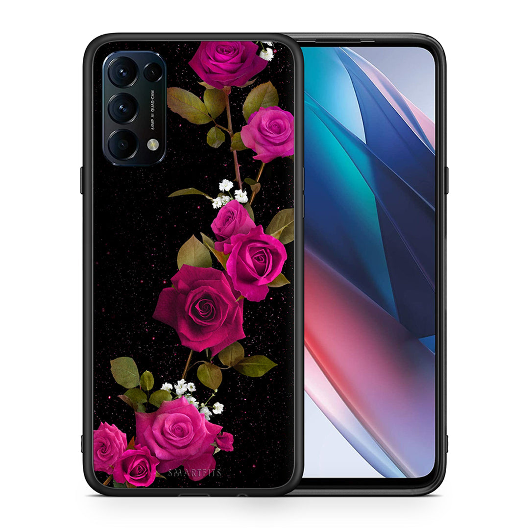 Θήκη Oppo Find X3 Lite / Reno 5 5G / Reno 5 4G Red Roses Flower από τη Smartfits με σχέδιο στο πίσω μέρος και μαύρο περίβλημα | Oppo Find X3 Lite / Reno 5 5G / Reno 5 4G Red Roses Flower case with colorful back and black bezels