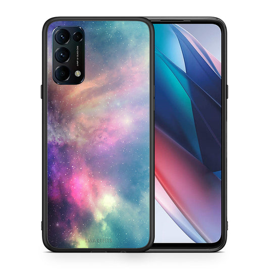 Θήκη Oppo Find X3 Lite / Reno 5 5G / Reno 5 4G Rainbow Galaxy από τη Smartfits με σχέδιο στο πίσω μέρος και μαύρο περίβλημα | Oppo Find X3 Lite / Reno 5 5G / Reno 5 4G Rainbow Galaxy case with colorful back and black bezels