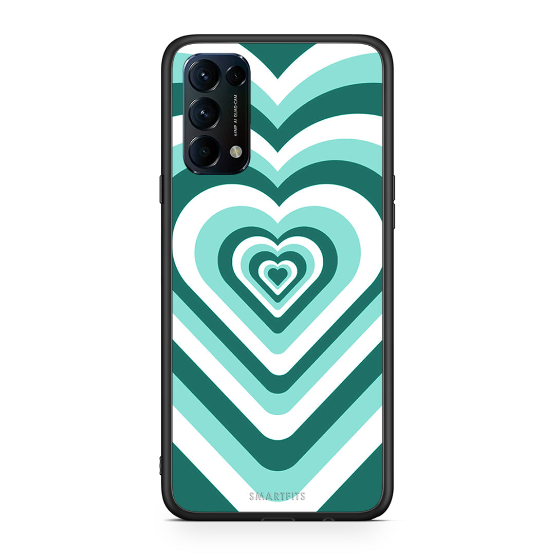 Oppo Find X3 Lite / Reno 5 5G / Reno 5 4G Green Hearts θήκη από τη Smartfits με σχέδιο στο πίσω μέρος και μαύρο περίβλημα | Smartphone case with colorful back and black bezels by Smartfits
