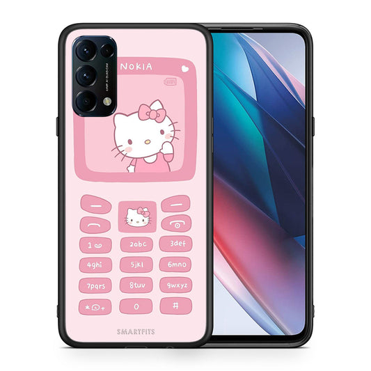 Θήκη Αγίου Βαλεντίνου Oppo Find X3 Lite / Reno 5 5G / Reno 5 4G Hello Kitten από τη Smartfits με σχέδιο στο πίσω μέρος και μαύρο περίβλημα | Oppo Find X3 Lite / Reno 5 5G / Reno 5 4G Hello Kitten case with colorful back and black bezels