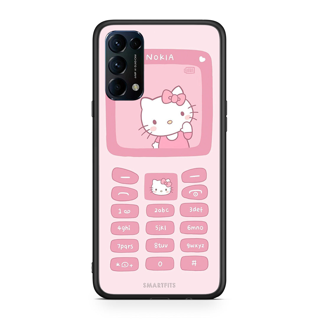 Oppo Find X3 Lite / Reno 5 5G / Reno 5 4G Hello Kitten Θήκη Αγίου Βαλεντίνου από τη Smartfits με σχέδιο στο πίσω μέρος και μαύρο περίβλημα | Smartphone case with colorful back and black bezels by Smartfits
