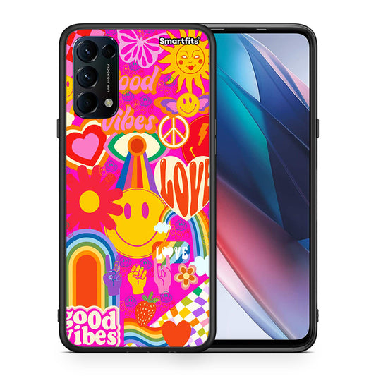 Θήκη Oppo Find X3 Lite / Reno 5 5G / Reno 5 4G Hippie Love από τη Smartfits με σχέδιο στο πίσω μέρος και μαύρο περίβλημα | Oppo Find X3 Lite / Reno 5 5G / Reno 5 4G Hippie Love case with colorful back and black bezels