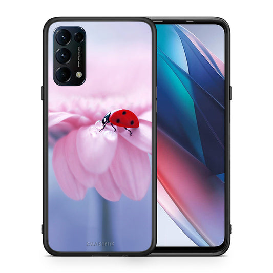 Θήκη Oppo Find X3 Lite / Reno 5 5G / Reno 5 4G Ladybug Flower από τη Smartfits με σχέδιο στο πίσω μέρος και μαύρο περίβλημα | Oppo Find X3 Lite / Reno 5 5G / Reno 5 4G Ladybug Flower case with colorful back and black bezels