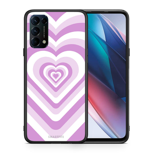 Θήκη Oppo Find X3 Lite / Reno 5 5G / Reno 5 4G Lilac Hearts από τη Smartfits με σχέδιο στο πίσω μέρος και μαύρο περίβλημα | Oppo Find X3 Lite / Reno 5 5G / Reno 5 4G Lilac Hearts case with colorful back and black bezels