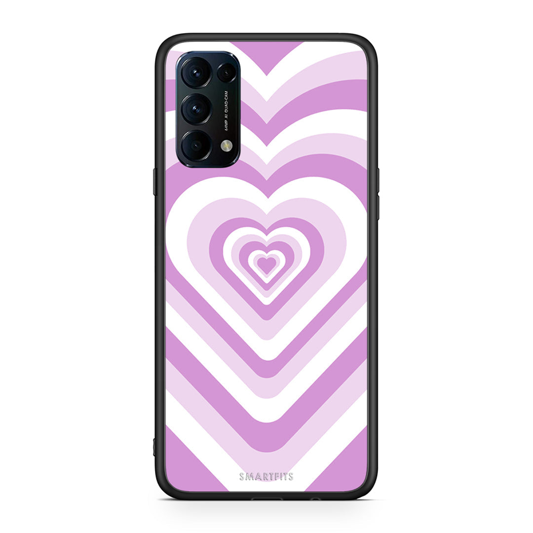 Oppo Find X3 Lite / Reno 5 5G / Reno 5 4G Lilac Hearts θήκη από τη Smartfits με σχέδιο στο πίσω μέρος και μαύρο περίβλημα | Smartphone case with colorful back and black bezels by Smartfits
