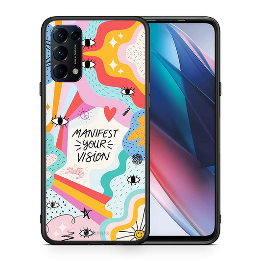 Θήκη Oppo Find X3 Lite / Reno 5 5G / Reno 5 4G Manifest Your Vision από τη Smartfits με σχέδιο στο πίσω μέρος και μαύρο περίβλημα | Oppo Find X3 Lite / Reno 5 5G / Reno 5 4G Manifest Your Vision case with colorful back and black bezels