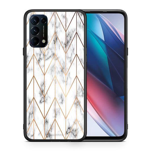 Θήκη Oppo Find X3 Lite / Reno 5 5G / Reno 5 4G Gold Geometric Marble από τη Smartfits με σχέδιο στο πίσω μέρος και μαύρο περίβλημα | Oppo Find X3 Lite / Reno 5 5G / Reno 5 4G Gold Geometric Marble case with colorful back and black bezels