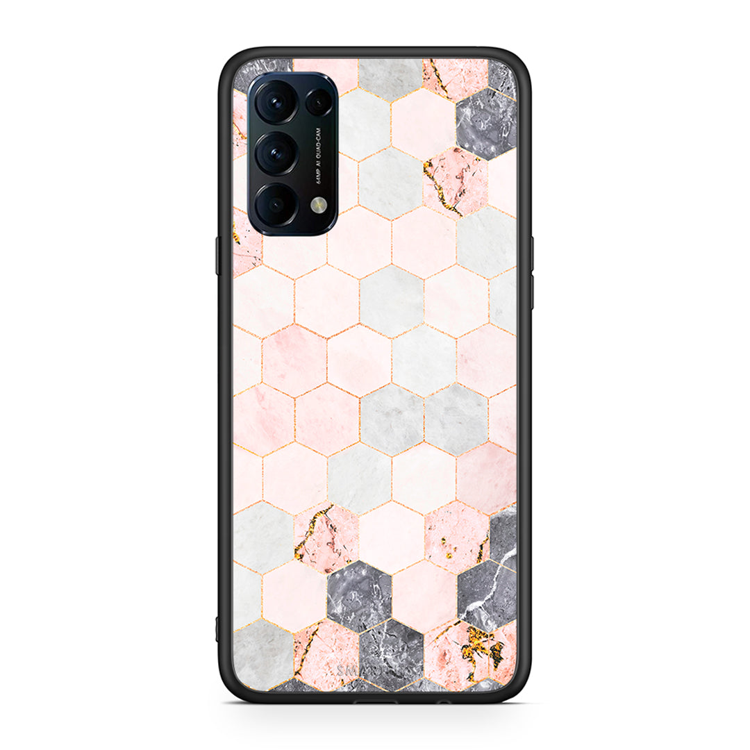 4 - Oppo Find X3 Lite / Reno 5 5G / Reno 5 4G Hexagon Pink Marble case, cover, bumper