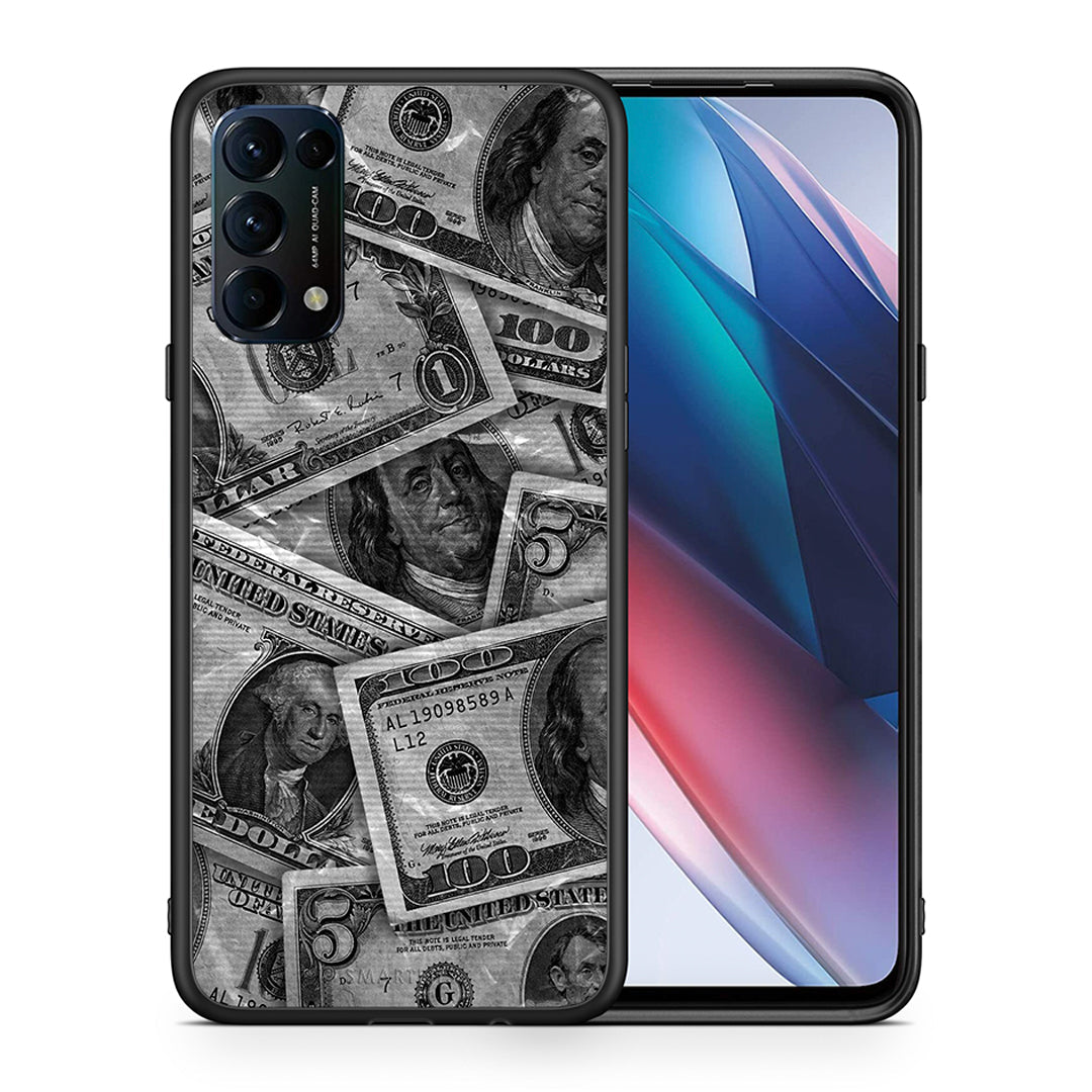 Θήκη Oppo Find X3 Lite / Reno 5 5G / Reno 5 4G Money Dollars από τη Smartfits με σχέδιο στο πίσω μέρος και μαύρο περίβλημα | Oppo Find X3 Lite / Reno 5 5G / Reno 5 4G Money Dollars case with colorful back and black bezels