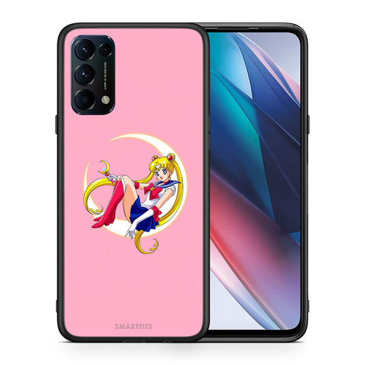Θήκη Oppo Find X3 Lite / Reno 5 5G / Reno 5 4G Moon Girl από τη Smartfits με σχέδιο στο πίσω μέρος και μαύρο περίβλημα | Oppo Find X3 Lite / Reno 5 5G / Reno 5 4G Moon Girl case with colorful back and black bezels
