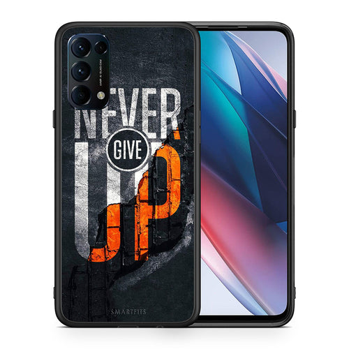Θήκη Αγίου Βαλεντίνου Oppo Find X3 Lite / Reno 5 5G / Reno 5 4G Never Give Up από τη Smartfits με σχέδιο στο πίσω μέρος και μαύρο περίβλημα | Oppo Find X3 Lite / Reno 5 5G / Reno 5 4G Never Give Up case with colorful back and black bezels