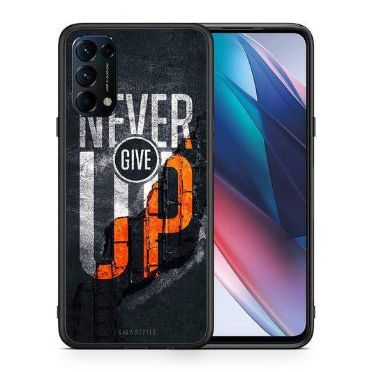 Θήκη Αγίου Βαλεντίνου Oppo Find X3 Lite / Reno 5 5G / Reno 5 4G Never Give Up από τη Smartfits με σχέδιο στο πίσω μέρος και μαύρο περίβλημα | Oppo Find X3 Lite / Reno 5 5G / Reno 5 4G Never Give Up case with colorful back and black bezels