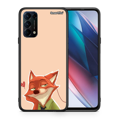 Θήκη Oppo Find X3 Lite / Reno 5 5G / Reno 5 4G Nick Wilde And Judy Hopps Love 1 από τη Smartfits με σχέδιο στο πίσω μέρος και μαύρο περίβλημα | Oppo Find X3 Lite / Reno 5 5G / Reno 5 4G Nick Wilde And Judy Hopps Love 1 case with colorful back and black bezels