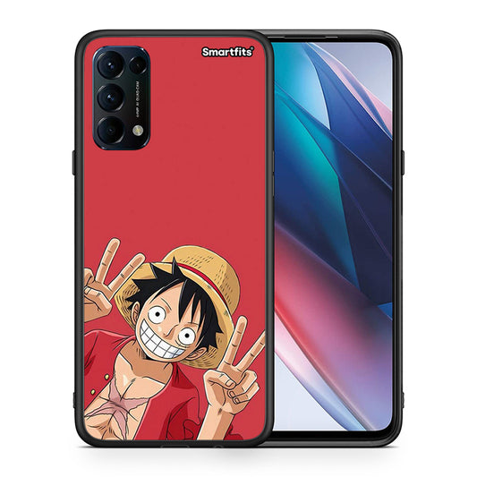Θήκη Oppo Find X3 Lite / Reno 5 5G / Reno 5 4G Pirate Luffy από τη Smartfits με σχέδιο στο πίσω μέρος και μαύρο περίβλημα | Oppo Find X3 Lite / Reno 5 5G / Reno 5 4G Pirate Luffy case with colorful back and black bezels